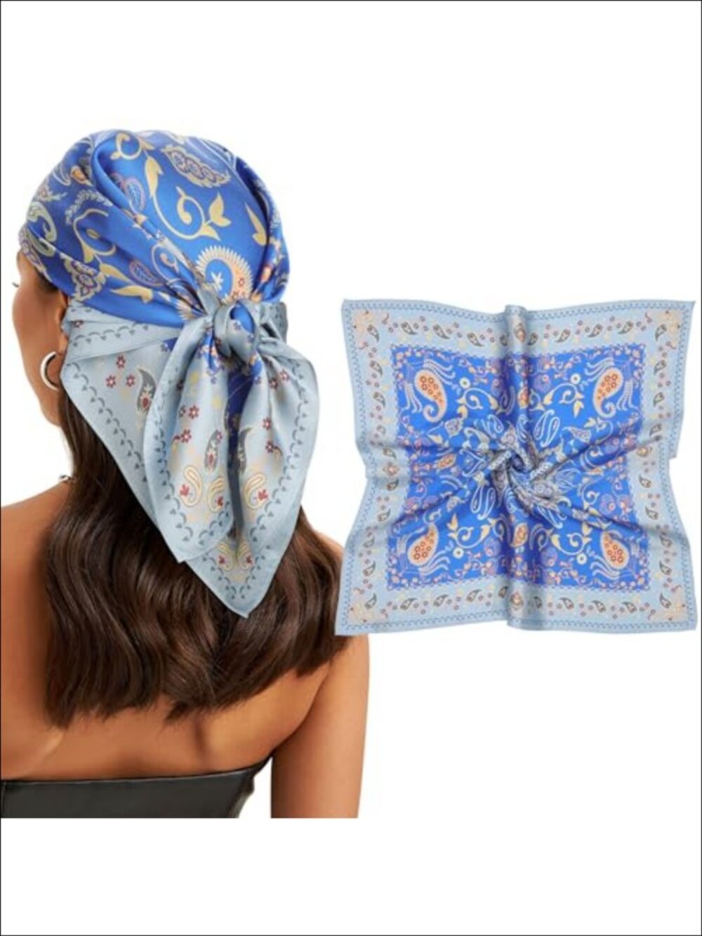 100% Mulberry Silk Hair Scarf Double-Sided Head Scarf for Women 26 Inch